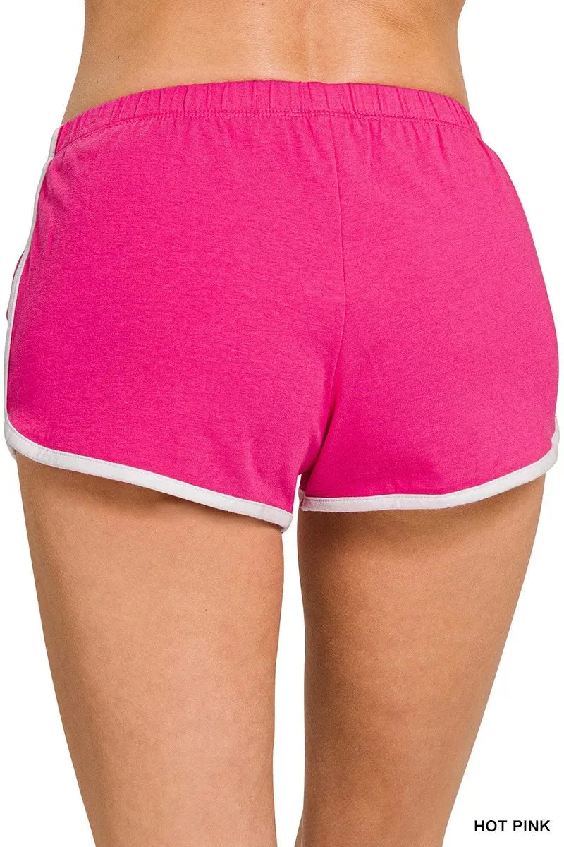 Hot Pink Dolphin Beach Shorts with Drawstring women outfit ideas