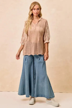 Jacquard Floral Puff Sleeve Beach Hoodie women outfit ideas