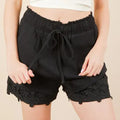 Lace Detail Cotton Beach Shorts in Classic Black women outfit ideas