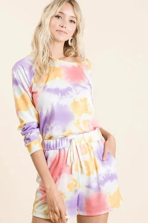 Lavender Tie-Dye French Terry Beach Set women outfit ideas
