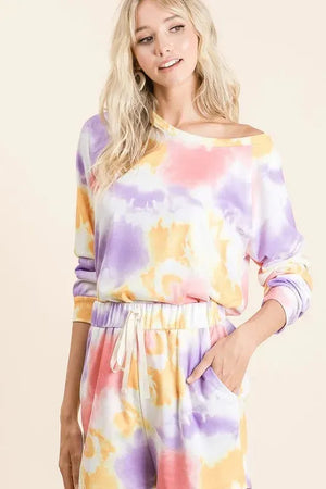Lavender Tie-Dye French Terry Beach Set women outfit ideas