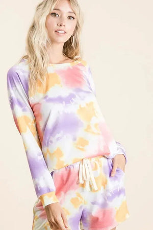 Lavender Tie-Dye French Terry Beach Set women outfit ideas