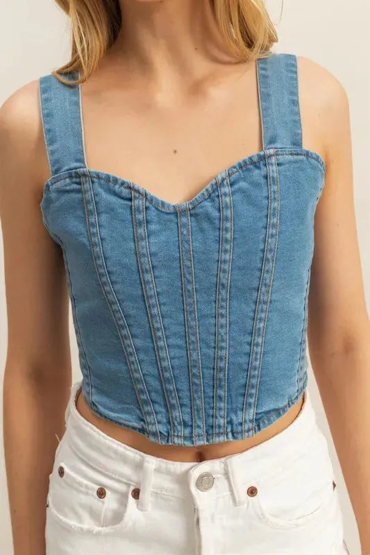 Light Wash Denim Sweetheart Beach Tank women outfit ideas