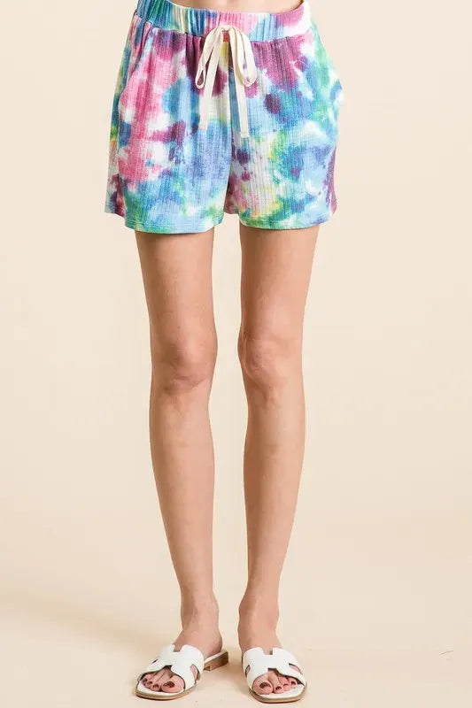 Ocean Wave Tie-Dye Cotton Beach Shorts women outfit ideas