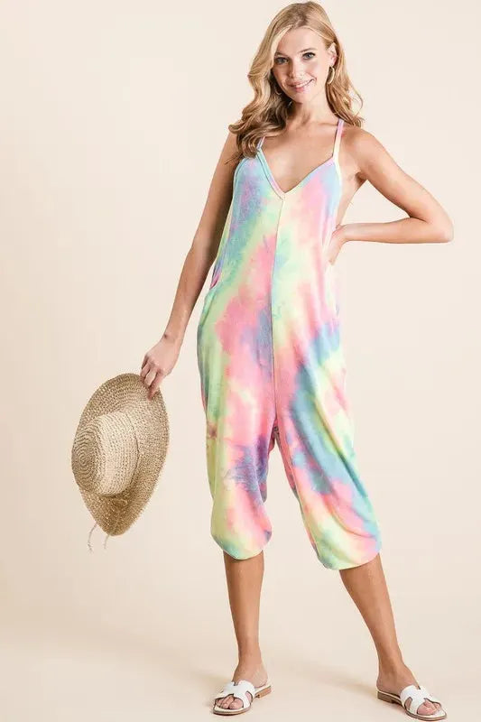 Pastel Tie Dye French Terry Beach Jumpsuit women outfit ideas