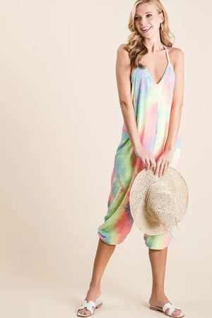 Pastel Tie Dye French Terry Beach Jumpsuit women outfit ideas