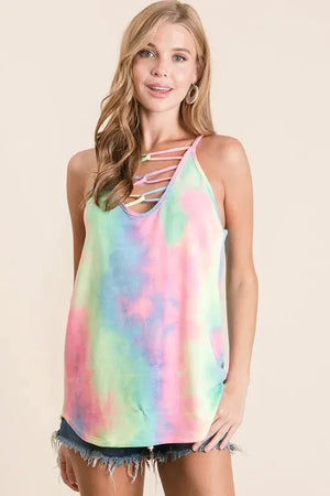 Pastel Tie Dye Terry Beach Camisole with Caged Neck women outfit ideas