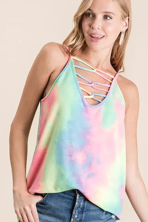 Pastel Tie Dye Terry Beach Camisole with Caged Neck women outfit ideas