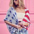 Patriotic Cocoon Knit Beach Cardigan women outfit ideas