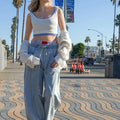Relaxed Barrel Chambray Beach Pants - Light Denim women outfit ideas