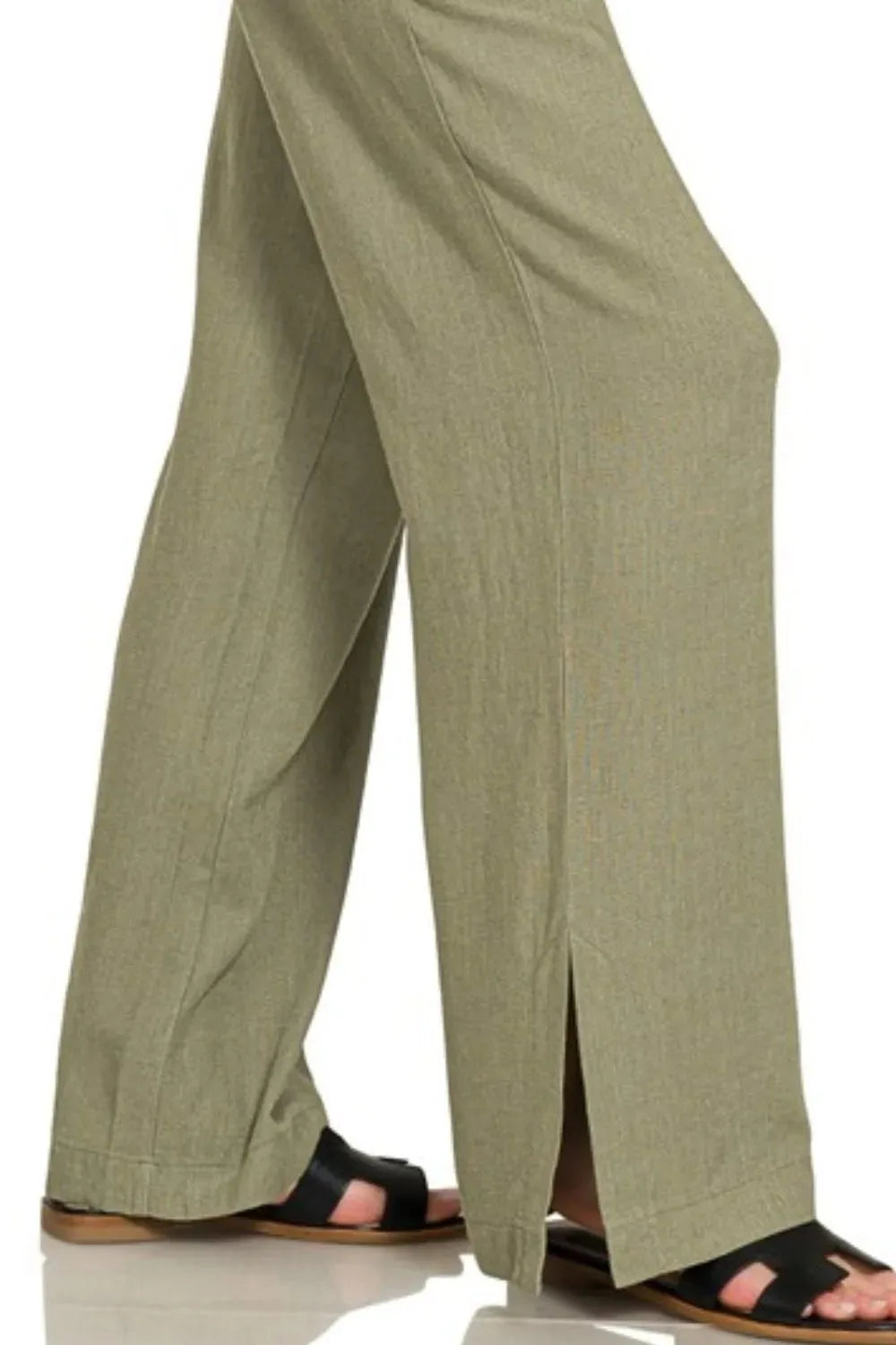 Relaxed Linen-Blend Drawstring Beach Pants - Light Olive women outfit ideas