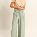 Seaside Drawstring Wide Leg Beach Pants in Sage Green