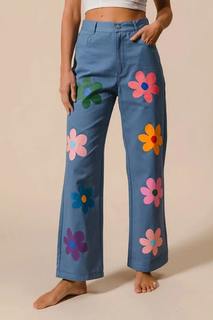 Seaside Floral Straight Leg Beach Pants women outfit ideas