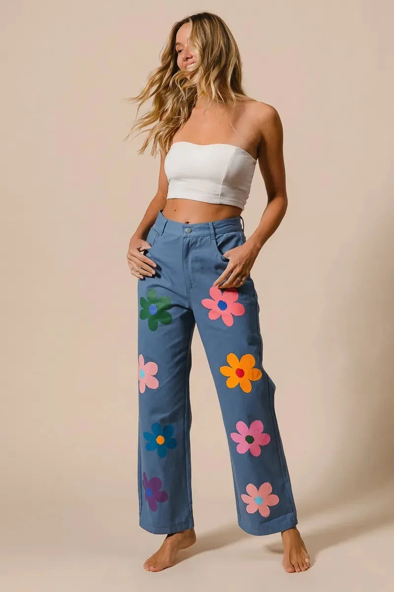 Seaside Floral Straight Leg Beach Pants women outfit ideas