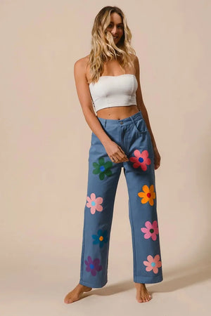 Seaside Floral Straight Leg Beach Pants women outfit ideas