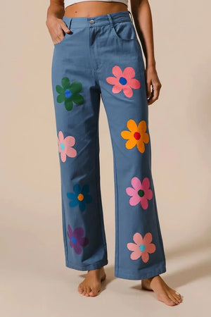 Seaside Floral Straight Leg Beach Pants women outfit ideas