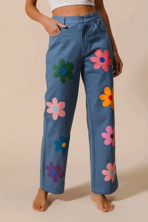Seaside Floral Straight Leg Beach Pants women outfit ideas