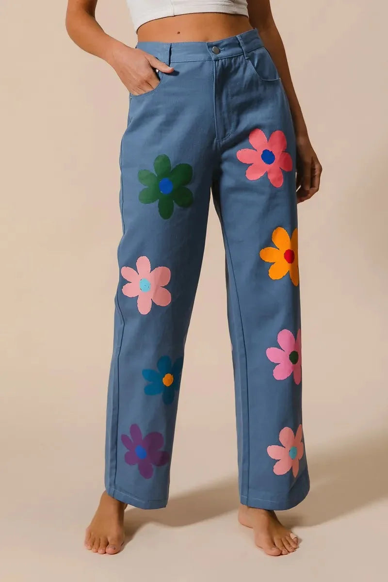 Seaside Floral Straight Leg Beach Pants women outfit ideas