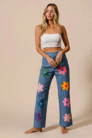 Seaside Floral Straight Leg Beach Pants women outfit ideas