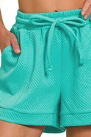 Seaside Jacquard Knit Beach Shorts in Turquoise women outfit ideas