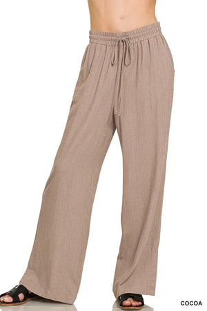 Seaside Linen Blend Drawstring Beach Pants in Cocoa women outfit ideas