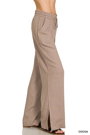 Seaside Linen Blend Drawstring Beach Pants in Cocoa women outfit ideas