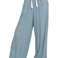 Seaside Linen Drawstring Beach Pants in Blue Grey