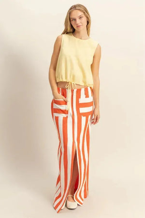 Seaside Striped Cotton Beach Maxi Skirt women outfit ideas