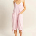 Side-Tie Linen Blend Beach Romper in Light Pink women outfit ideas