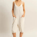 Side-Tie Linen Blend Beach Romper in Oatmeal women outfit ideas