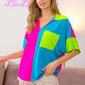 Slinky Knit Color Block Beach Top in Tropical Hues women outfit ideas