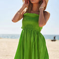 Smocked Halter Tie-Back Beach Mini Dress in Apple Green women outfit ideas