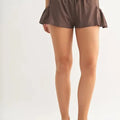 Smocked High Waist Beach Shorts in Rich Soil women outfit ideas
