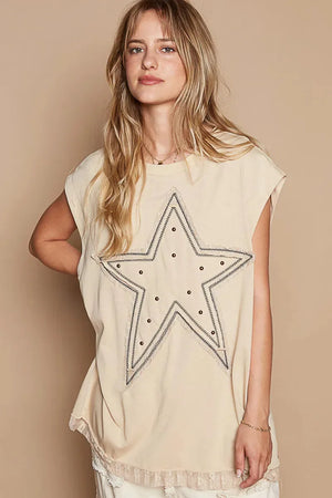 Stargazer Studded Beach Tank with Lace Hem women outfit ideas