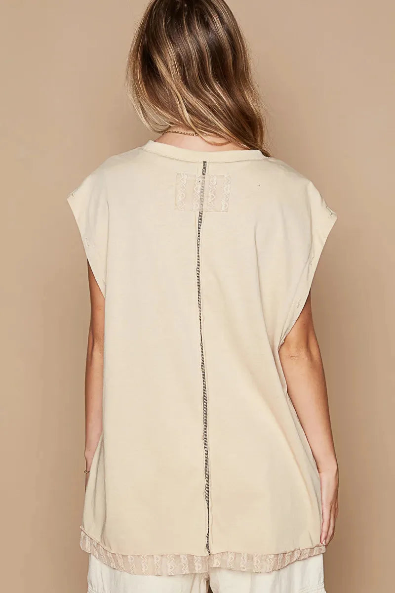 Stargazer Studded Beach Tank with Lace Hem women outfit ideas