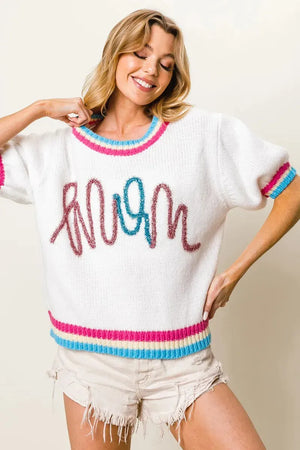 Starlight Metallic Letter Puff Sleeve Beach Sweater women outfit ideas