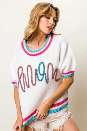 Starlight Metallic Letter Puff Sleeve Beach Sweater women outfit ideas
