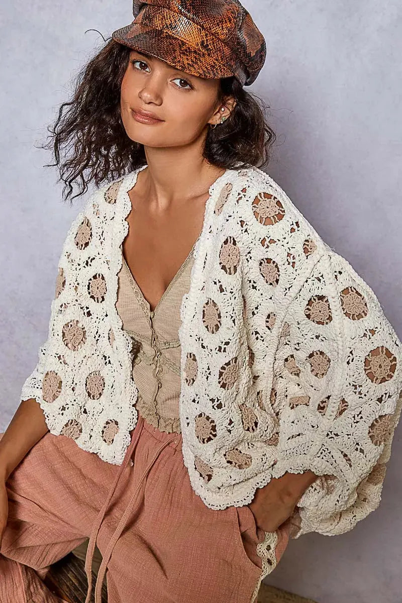 Sunset Beach Chenille Cardigan in Cream & Latte women outfit ideas