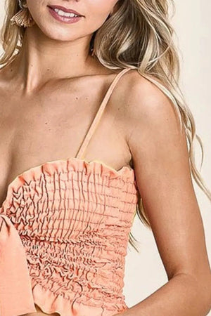 Sunset Beach Smocked Color Block Top in Mint/Peach women outfit ideas