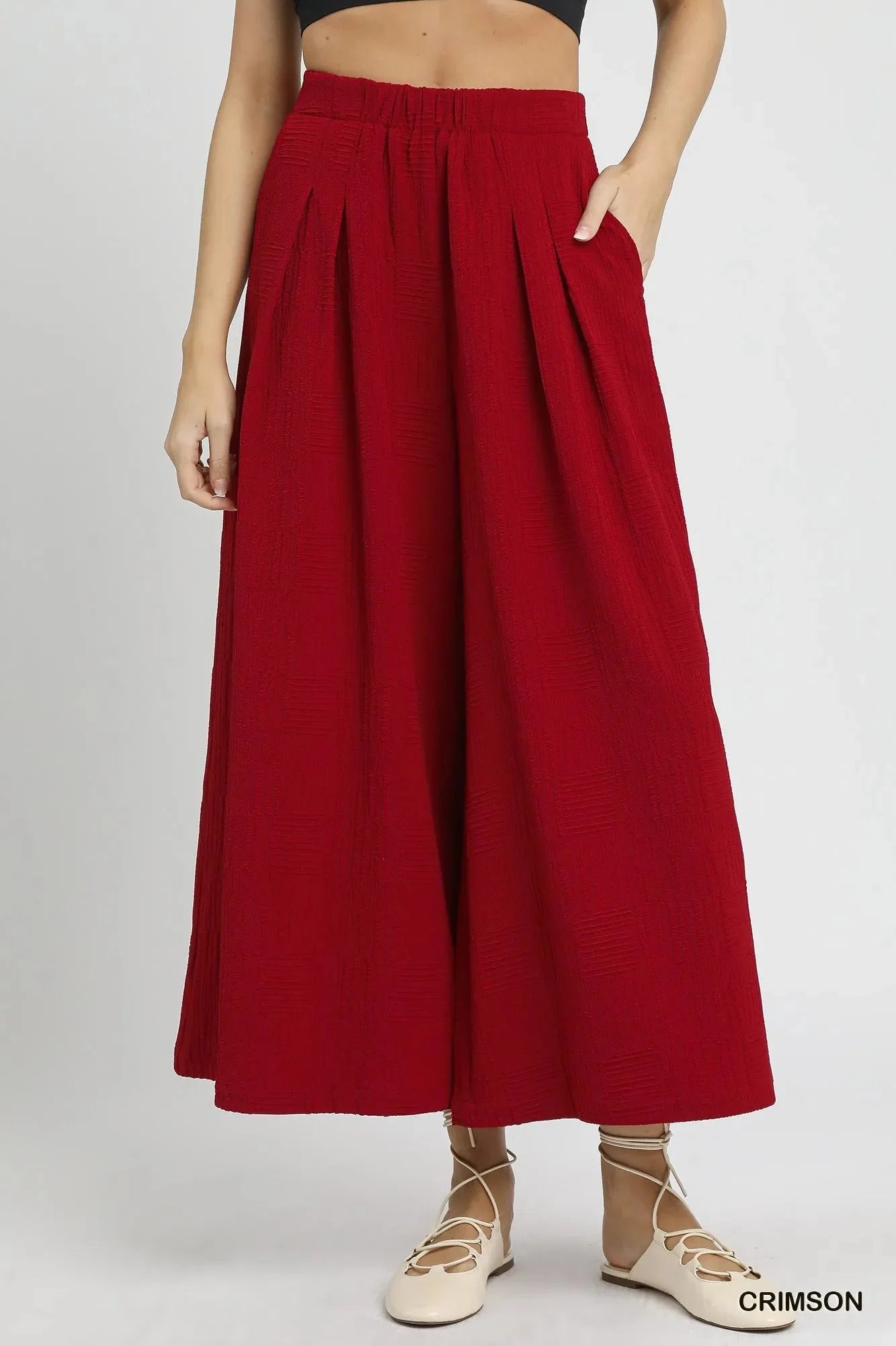 Sunset Crimson Flowy Wide-Leg Beach Pants for Coastal Nights women outfit ideas