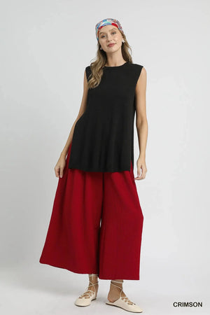 Sunset Crimson Flowy Wide-Leg Beach Pants for Coastal Nights women outfit ideas