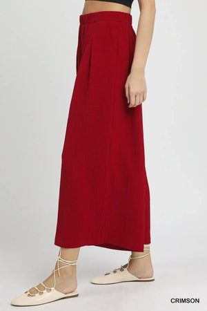 Sunset Crimson Flowy Wide-Leg Beach Pants for Coastal Nights women outfit ideas