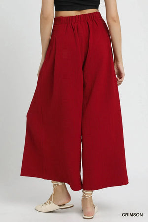 Sunset Crimson Flowy Wide-Leg Beach Pants for Coastal Nights women outfit ideas