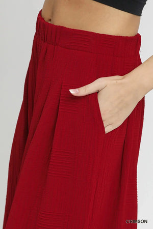 Sunset Crimson Flowy Wide-Leg Beach Pants for Coastal Nights women outfit ideas