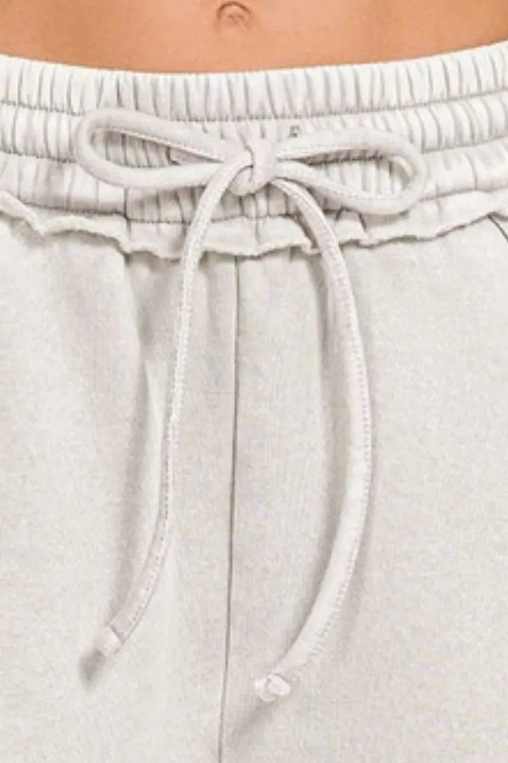 Sunset Fleece Drawstring Beach Shorts in Light Cement women outfit ideas