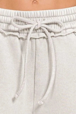 Sunset Fleece Drawstring Beach Shorts in Light Cement women outfit ideas