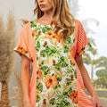 Sunset Floral & Stripe Beach Top with Dolman Sleeves women outfit ideas