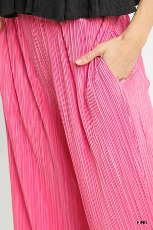 Sunset Pink Pleated Wide Leg Beach Pants women outfit ideas