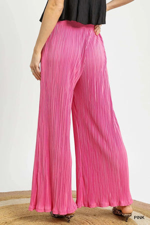 Sunset Pink Pleated Wide Leg Beach Pants women outfit ideas