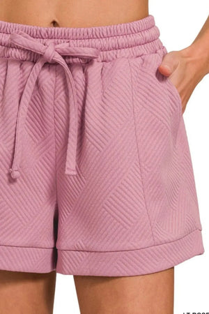 Sunset Stroll Textured Beach Shorts in Light Rose women outfit ideas